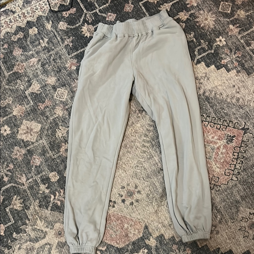 Gray Elastic Waist Joggers with Tapered Legs